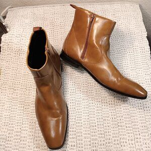 Alfani men's 'Ashton' brown faux leather dress boots sz 13 Medium